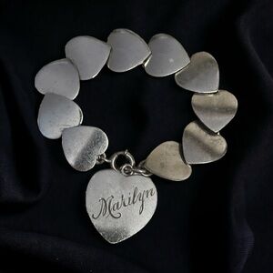Vintage Sterling LaMode heart link Marilyn name bracelet
